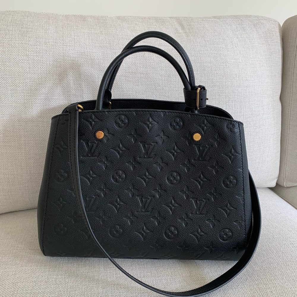 Louis Vuitton Black Monogram Empreinte Satchel with Gold Hardware